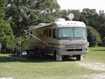 Camping at Huntington Beach, SC. This MH had a roof top satellite dish.